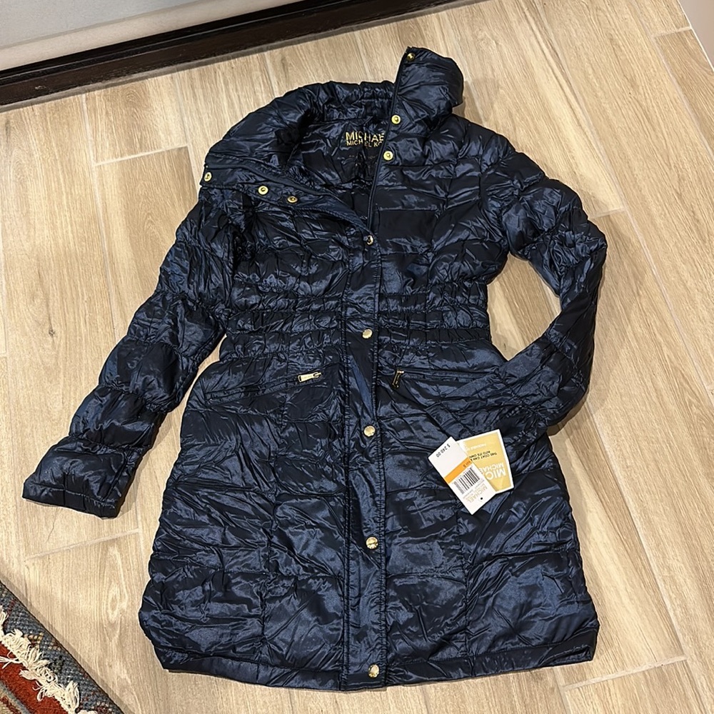 Michael Kors New size Small Down coat packable S Dark Midnight color